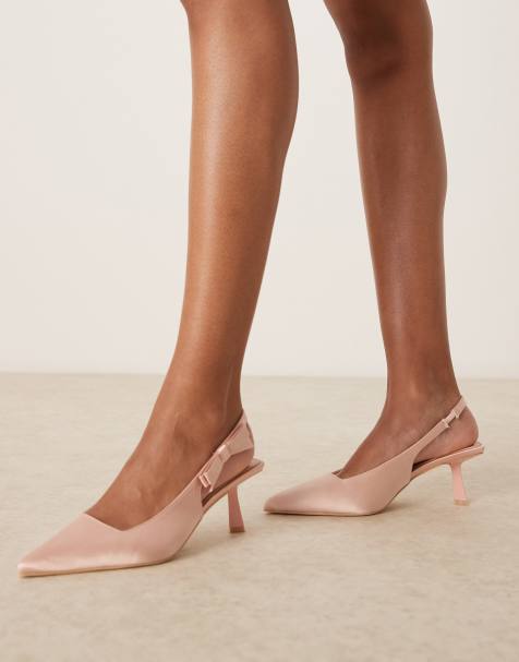 Be Mine – Almeria – Slingback-Pumps aus altrosa Satin mit Schleifendetail - view 1