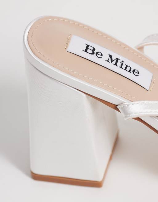 Be Mine - Alt til bruden - Eshme - Elfenbenshvide sandaler med blokhæl i satin, 3 af 4