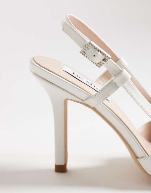 Be Mine - Anica - Satijnen slingback-schoenen met hak en strik in ivoorwit, 3 van 4