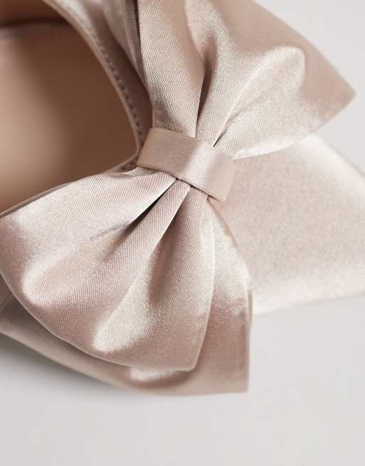 Be Mine Anica slingback heeled shoes with bow in blush satin, 4 of 4