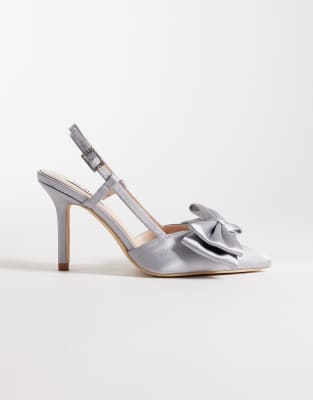 Be Mine Anica Slingback Heeled Shoes With Bow In Animal Print