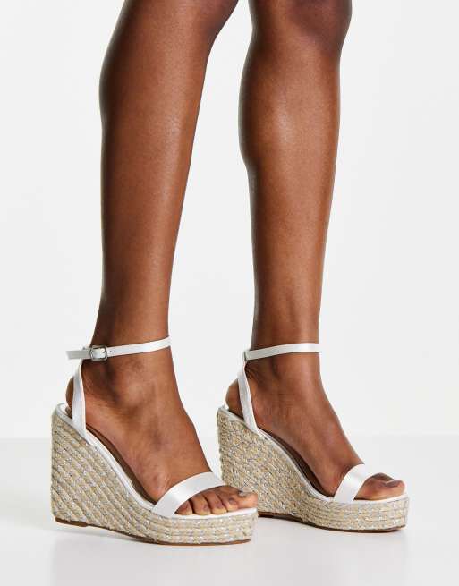 Be Mine Azila Zeppe da sposa stile espadrilles in raso color avorio