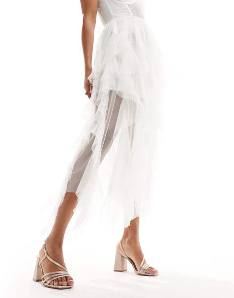 Be Mine Bridal Adilette asymmetric strap block heel sandals in blush - view 1