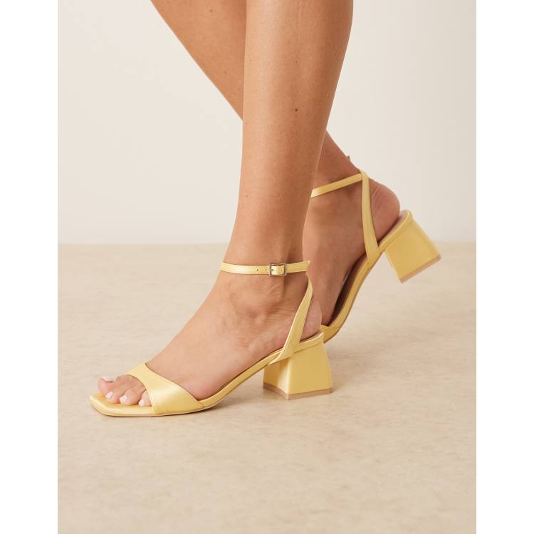 Be Mine Bridal Ammie low block heeled sandals in buttermilk yellow