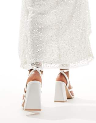 Paradox London Andrienne Dyeable Ivory Satin Low Block Heel