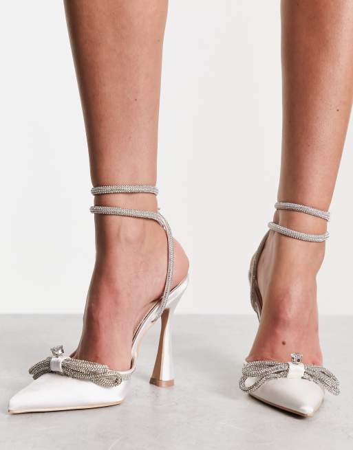 Be Mine Bridal Armela diamante bow heeled shoes in ivory, 3 of 4