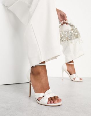  Bridal Blossom heeled sandals in ivory satin