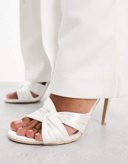 Be Mine Bridal Blossom heeled sandals in ivory satin | ASOS