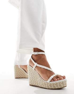 Be Mine Bridal Bryony espadrille wedge heeled sandals in ivory satin