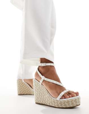  Bridal Bryony espadrille wedge heeled sandals in ivory satin