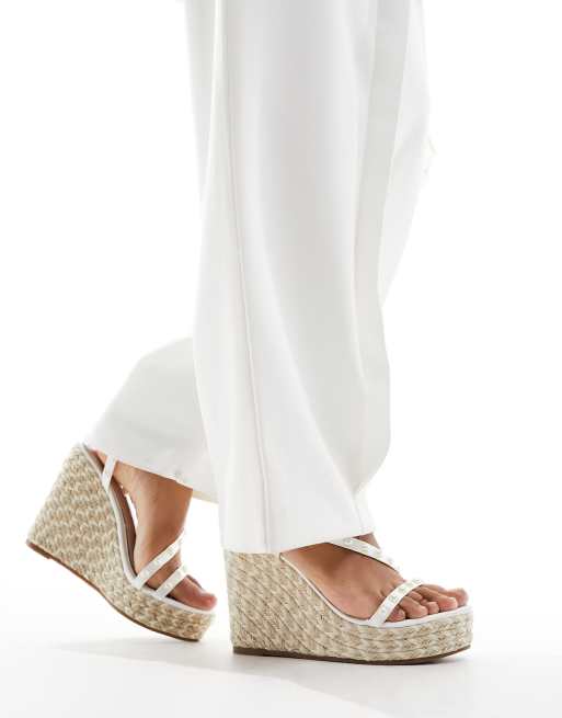 Be Mine Bridal Bryony espadrille wedge heeled sandals in ivory satin ASOS