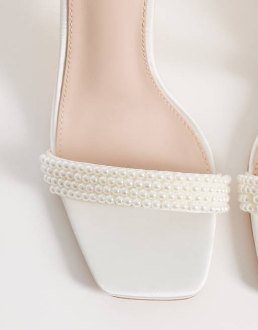 Be Mine Bridal Camden heeled sandals with pearls in ivory satin, 2 of 4