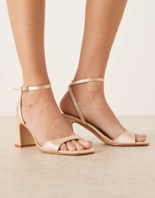 Be Mine Bridal Wink 2 Heeled Sandals In Blush Satin-pink In Gray
