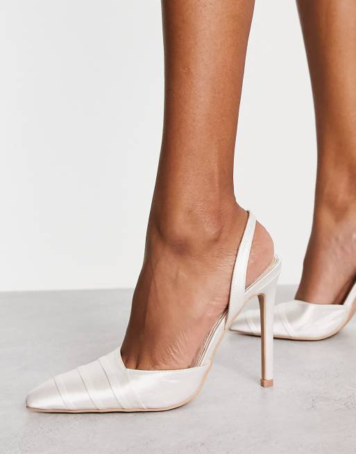 Ivory satin pumps sale