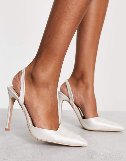 Be Mine Satin Slingback Pointed-Toe Pumps Niko Ivory 5 - Ivory, 5