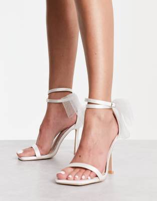  Bridal Cynzia tulle bow detail sandals in ivory 