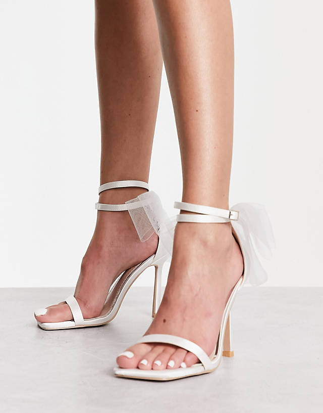 Be Mine - bridal cynzia tulle bow detail sandals in ivory