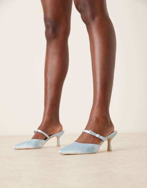 Be Mine Bridal – Demina – Satin-Mules in Blau mit Absatz, 4 von 4