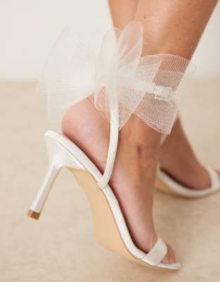 Be Mine Bridal Dipika Kitten Heel Sandals With Tulle Bow