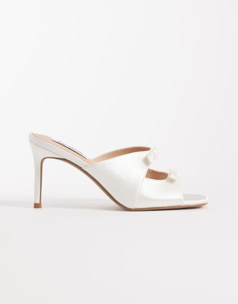 Be Mine Bridal Donia heeled sandal mules with bows in ivory satin - view 1