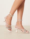 [Be Mine] Be Mine Bridal Easha kitten heel sandals with embellished straps in ivory-White 36 Ivory Satin