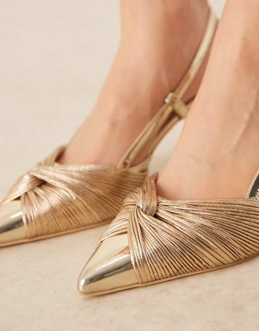 Be Mine Bridal Elari slingback kitten heel shoes in gold