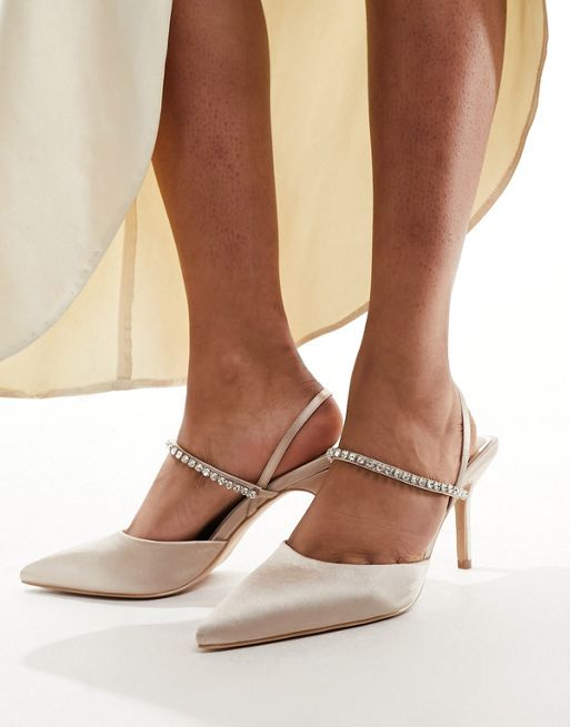 Be Mine Bridal – Elisa – Pudroworóżowe buty na obcasie ze zdobionymi paskami