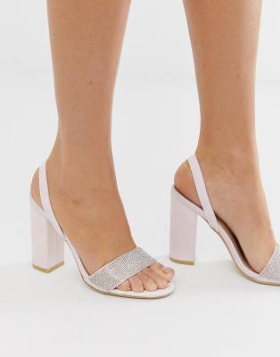 blush wedding shoes block heel