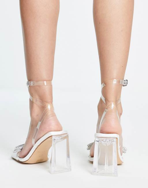 Be Mine Bridal Flash clear block heel sandals in ivory, 2 of 4