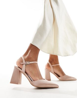 Bridal Frankie embellished heeled shoes in blush satin-Pink