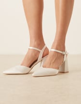 ASOS DESIGN Sia corsage slingback mid heeled shoes in ivory | ASOS