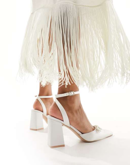 Be Mine Bridal Geneva bow block heeled shoes in ivory