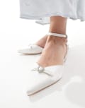 [Be Mine] Be Mine Bridal Indi bow flat shoes in ivory-White 36 Ivory Satin