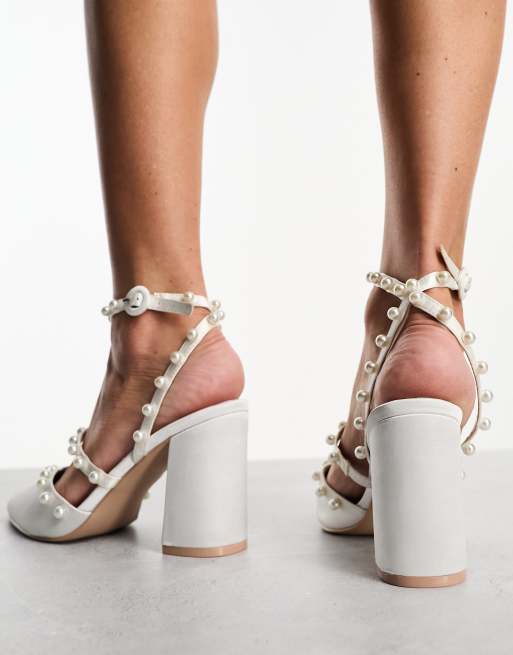 Be Mine – Bridal – Joella – Brautschuhe in Elfenbeinweiß mit Perlenverzierung und Blockabsatz, 2 von 4