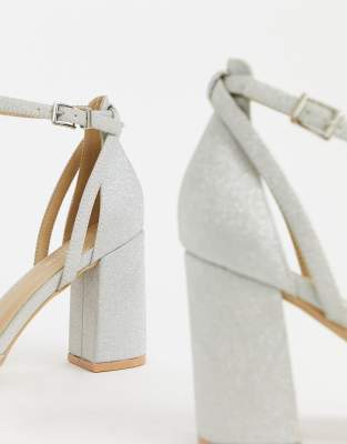 be mine bridal katy heeled shoes in silver glitter