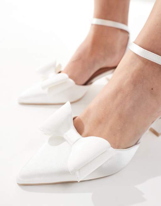 Be Mine Bridal Kluhi low block heeled sandals with bow in ivory, 4 of 4