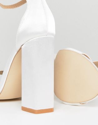 ivory satin block heel