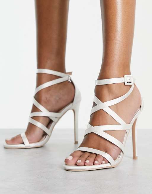 White pointed outlet strappy heels