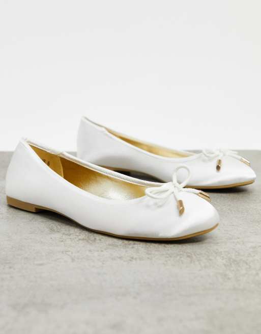 Ivory satin ballet pumps sale