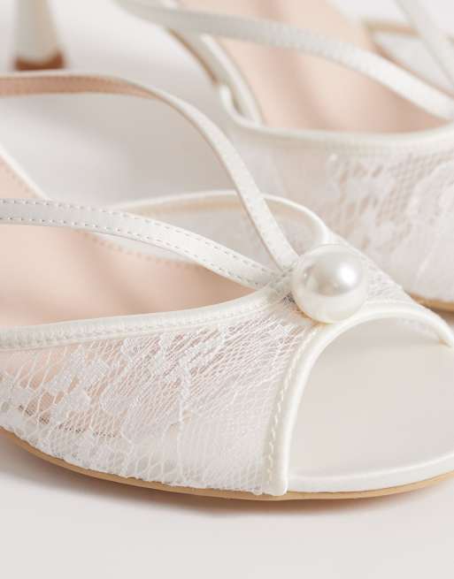 Be Mine Bridal Maya heeled mules in ivory lace, 2 of 4