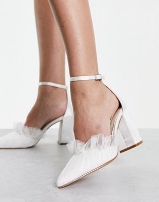 Be Mine Bridal Megan tulle block heeled shoes in ivory