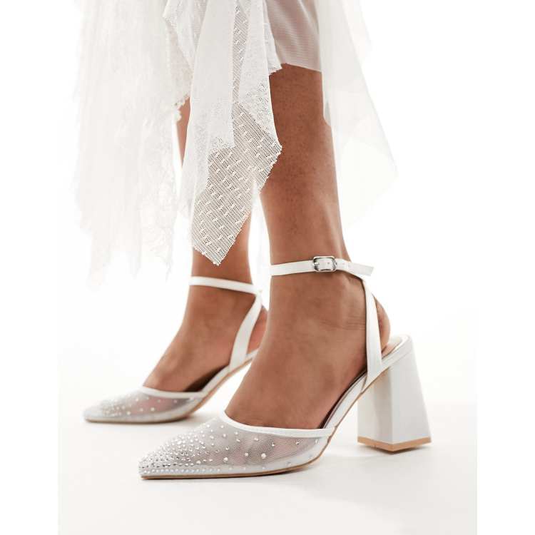 Be Mine Bridal Nala Scarpe con tacco largo da sposa in rete color avorio ASOS