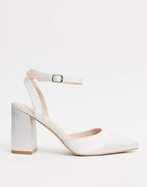 Be Mine Bridal Neima block heeled shoes in ivory satin