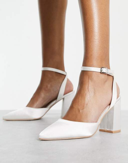 Ivory satin block discount heels