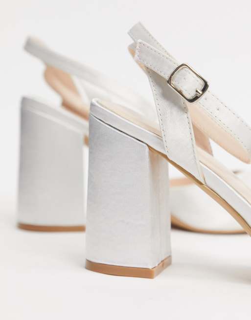 Be Mine - Bridal Neima - Elfenbensfarvede satinsko med blokhæl, 3 af 4