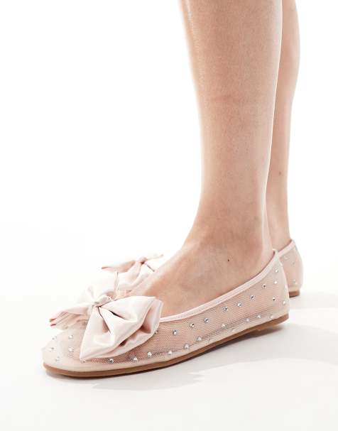 Be Mine Bridal Nelly bow flat shoes in blush - view 1