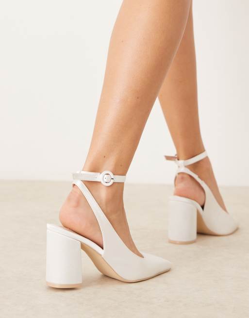 Be Mine Bridal Nora slingback heeled shoes in ivory satin