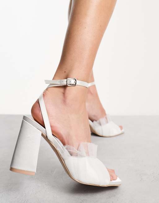 70s Ivory Mesh Mule Heel Platform Sandals