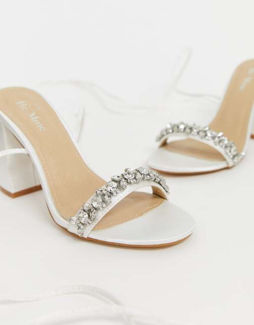 Be mine bridal penelope heeled sandals sales with embellished strap in ivory satin