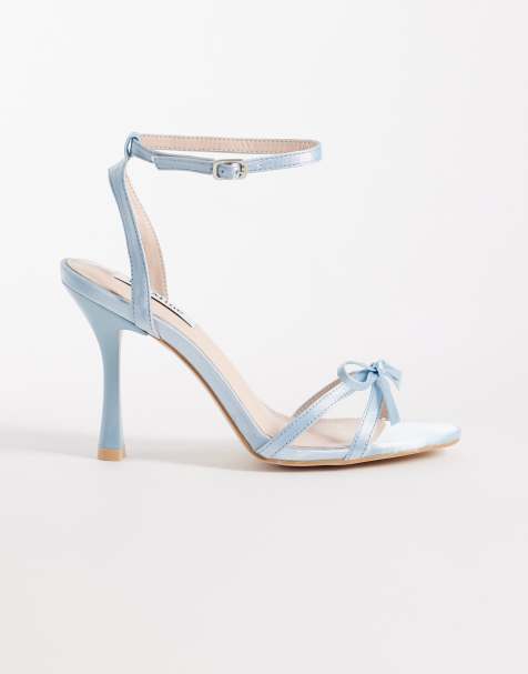 Be Mine Bridal Sharly heeled sandals with bow detailing in satin blue - view 1